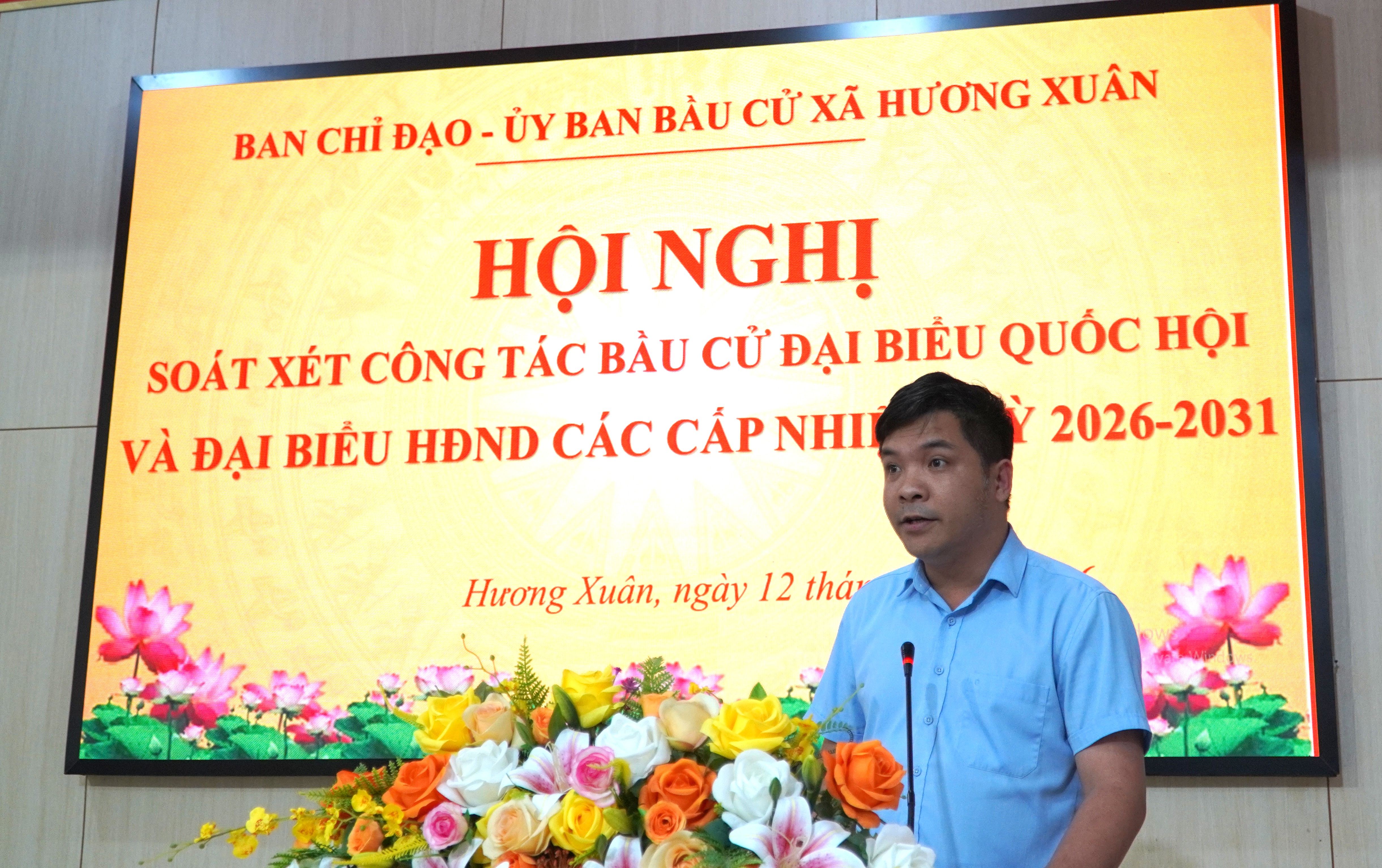 Xã Hương Xuân tổ chức Hội nghị soát xét công tác bầu cử Đại biểu Quốc hội và HĐND các cấp nhiệm kỳ 2026 – 2031.