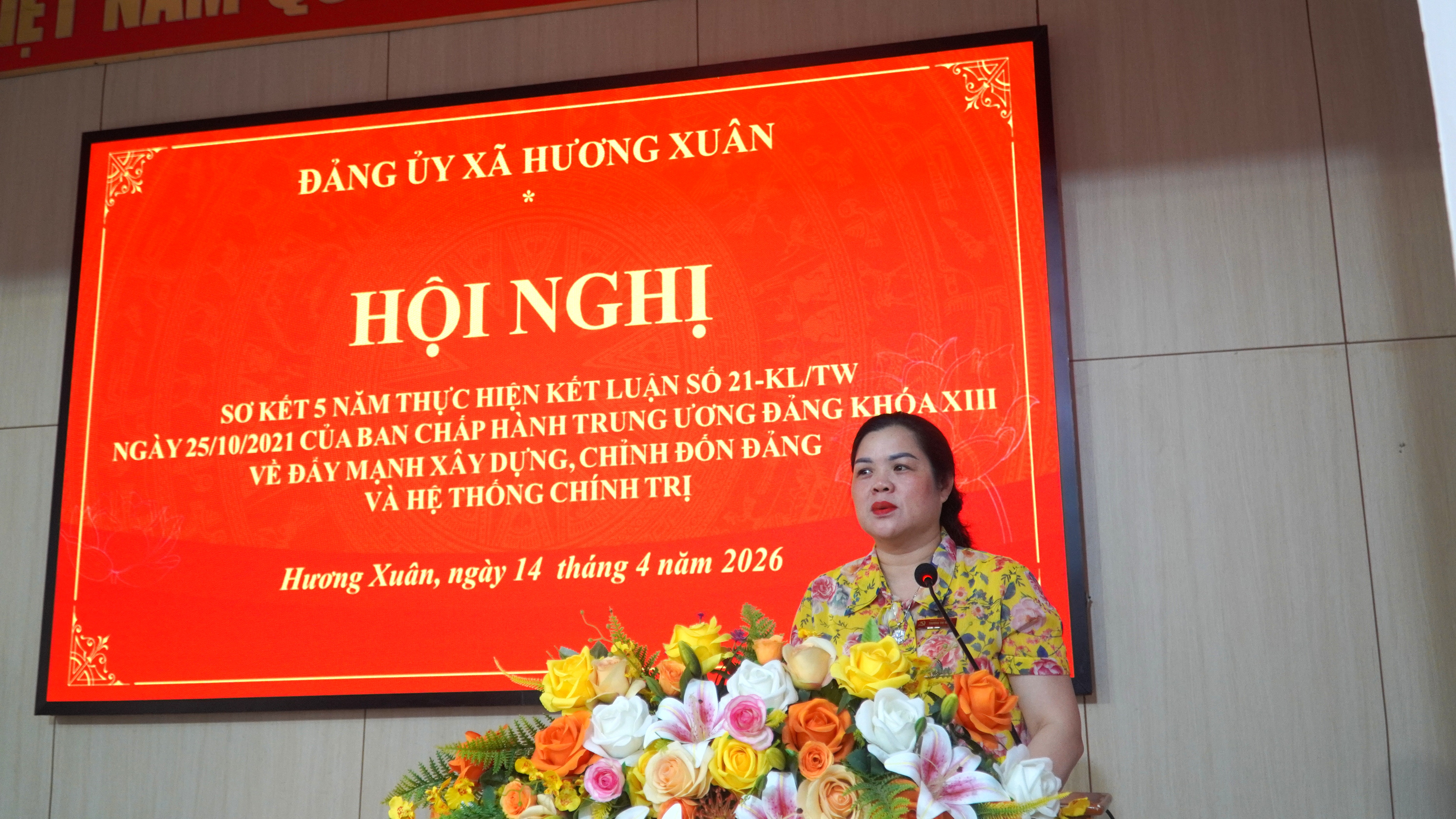 Xã Hương Xuân tổ chức hội nghị sơ kết 5 năm thực hiện kết luận số 21-KL/TW ngày 25/10/2021 của Ban Chấp hành Trung ương Đảng khóa XIII về đẩy mạnh xây dựng, chỉnh đốn Đảng và hệ thống chính trị.
