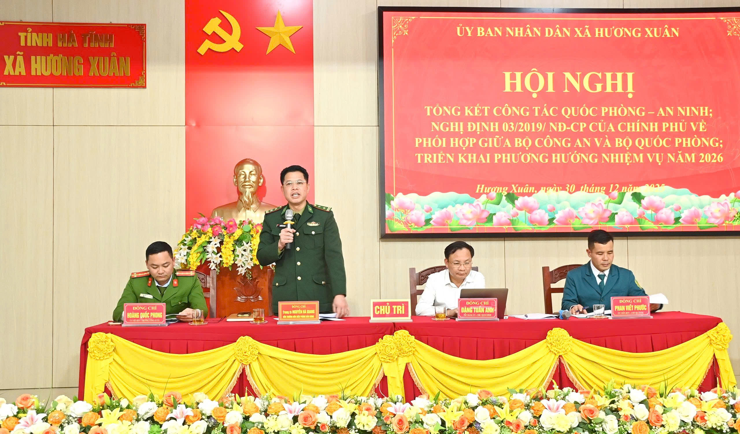 Xã Hương Xuân tổng kết công tác Quốc phòng - An ninh; Nghị định 03/2019/NĐ-CP năm 2025; triển khai nhiệm vụ năm 2026