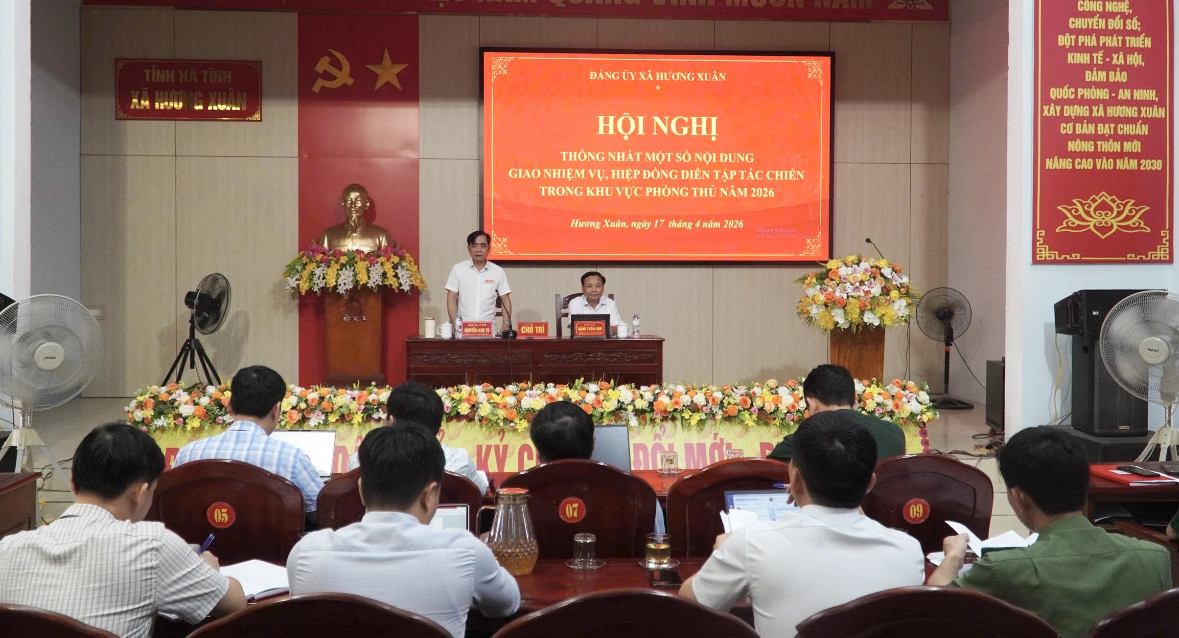 Đảng ủy xã Hương Xuân họp thống nhất nội dung, giao nhiệm vụ hiệp đồng diễn tập tác chiến trong khu vực phòng thủ năm 2026