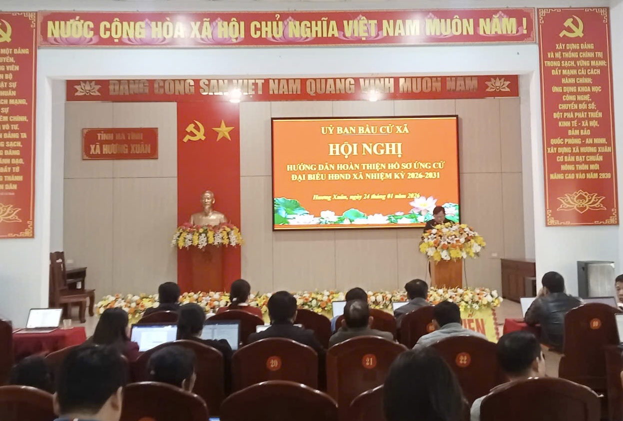 Uỷ ban bầu cử xã Hương Xuân tổ chức Hội nghị hướng dẫn hoàn thiện hồ sơ ứng cử Đại biểu HĐND xã Nhiệm kỳ 2026-2031