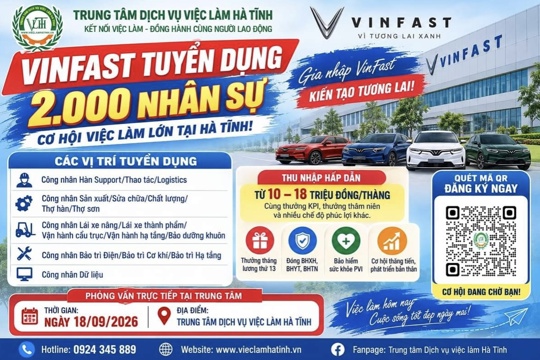 Xã Hương Xuân thông báo Vinfat tuyển dụng 2000 nhân sự 