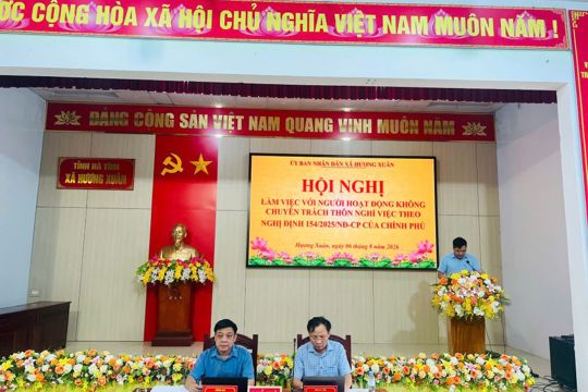 Xã Hương Xuân tổ chức hội nghị làm việc với người hoạt động không chuyên trách thôn nghỉ theo nghị định 154/2025/NĐ-CP của Chính Phủ
